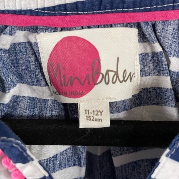 Mini Boden Girls Zebra Animal Print Dress, Navy w/ Hot Pink Details Sz 11-12 - Picture 3 of 15